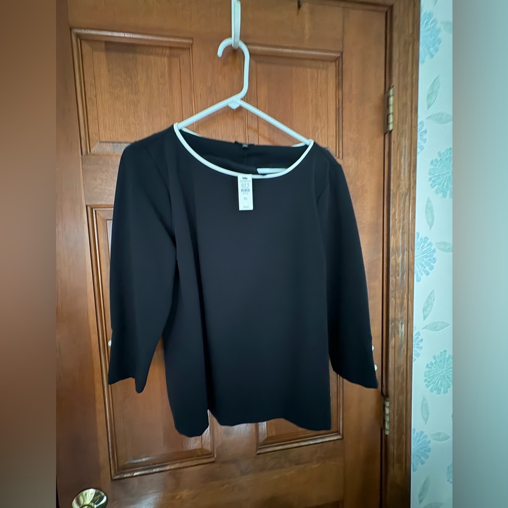 Talbots Elegant Black Tunic with White Accents